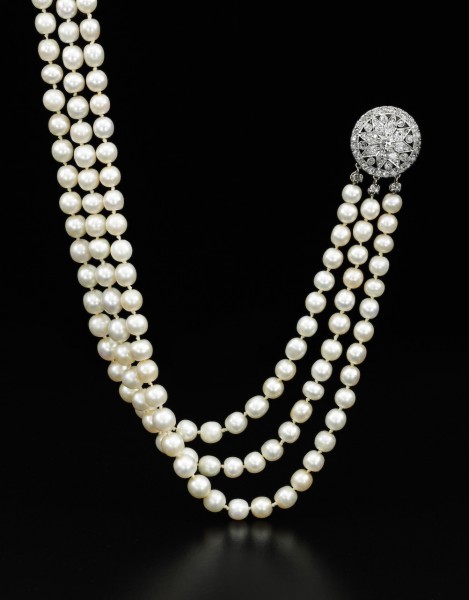 Important natural pearl and diamond necklace - on black - Royal Jewels from the Bourbon Parma Family - Sotheby's 14 November 2018