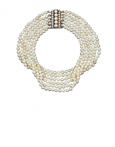 Natural pearl clasp and a cultured pearl and diamond necklace -Sotheby's Geneva 14 Nov 2018