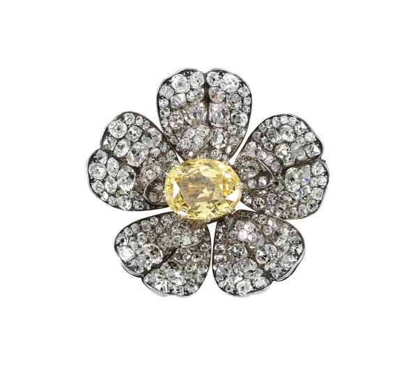 Yellow sapphire and diamond brooch, late 19th century - Sotheby's Geneva 14 Nov 2018
